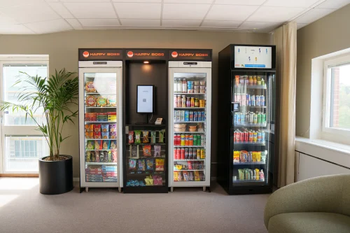 Happy Boss´s varuautomater som ger era medarbetare tillgång till mat, snacks och dryck